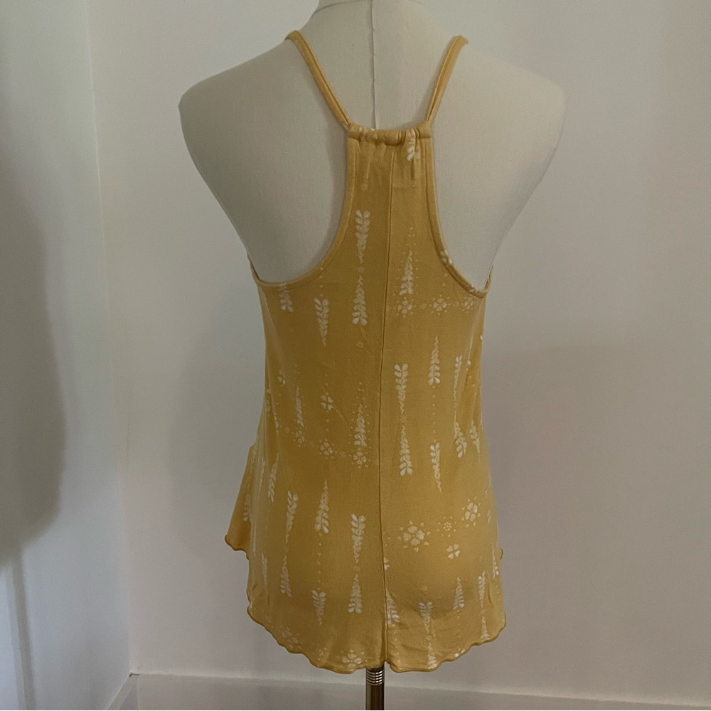 SO Floral Racerback Babydoll Tank High Low Hem Y2K Womens Small Yellow - Picture 6 of 10